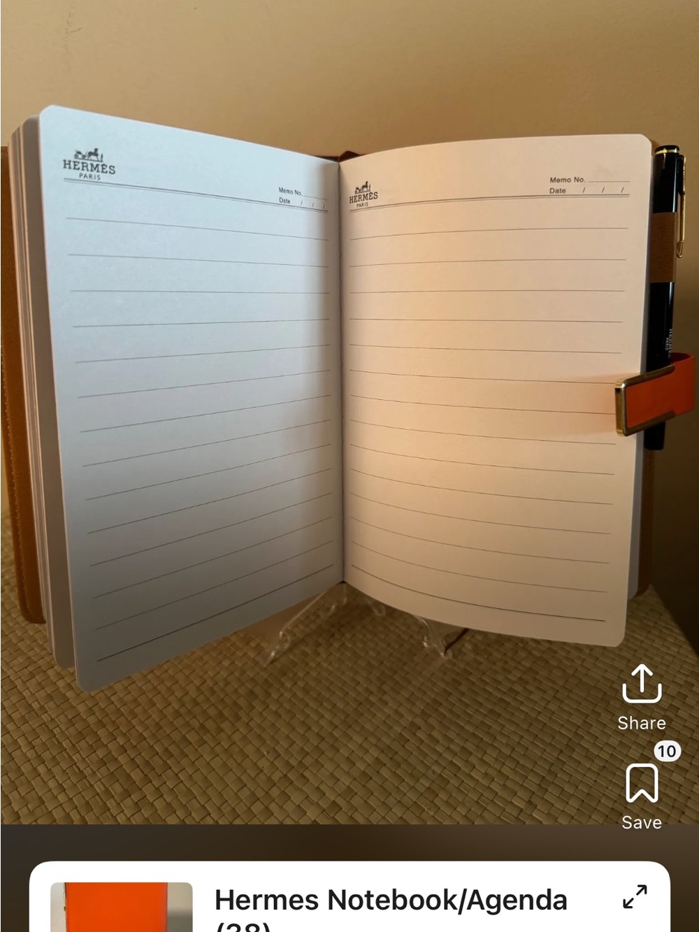Hermes Notebook w/Pen GWP - Picture 2 of 2